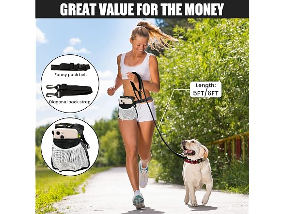 5/6 Ft Dog Leash-Multifunction Dog Treat Pou