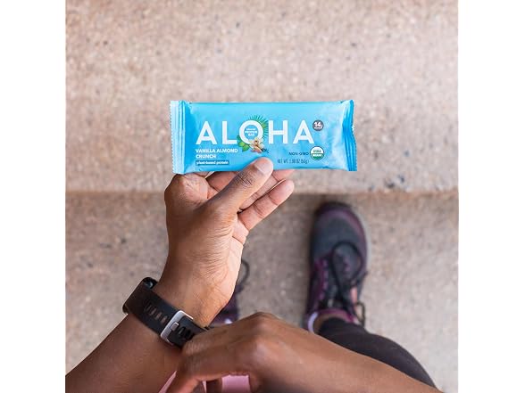 Aloha Organic Vanilla Almond Crunch Bar 12 Count