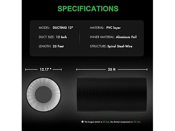 Simple Deluxe 12" Flexible Air Aluminum Duct