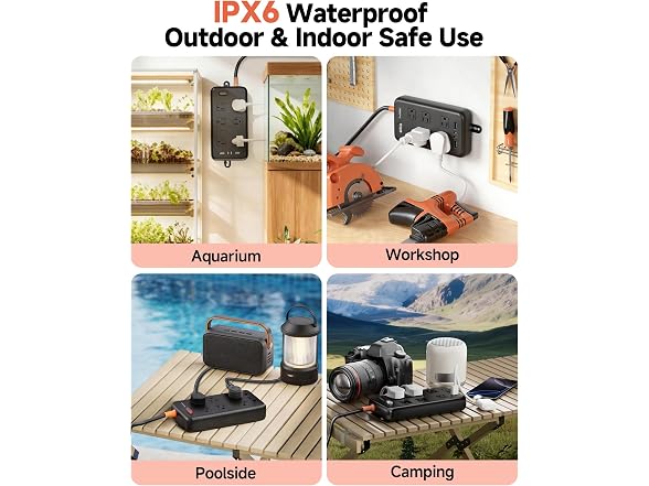 iwister Outdoor Power Strip IPX6 6FT