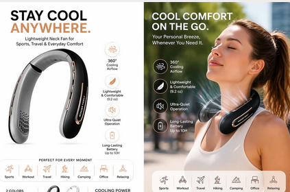 Rechargeable 4000 mAH Portable Fan Necklace - Gallery 19