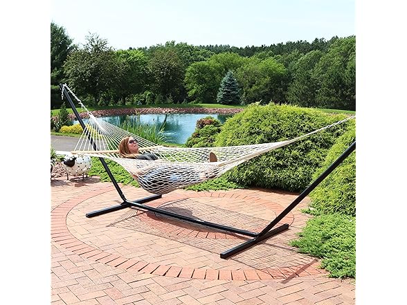 Sunnydaze Decor LY-CDWHWS Cotton Rope Hammock Nat Off-wh