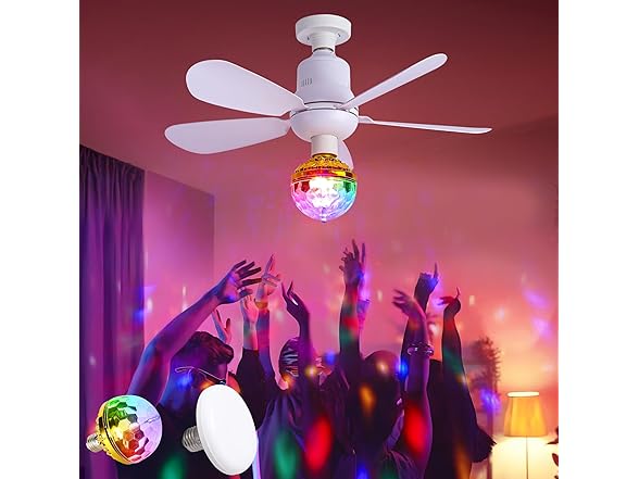 Socket Fan Light w/ Remote, Screw in with Disco Ball