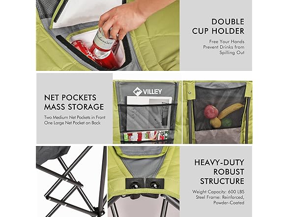 VILLEY Double Camping Chair Cooler Bag