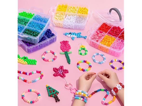 Simetufy 4200Pcs Pony Beads Bulk Kit