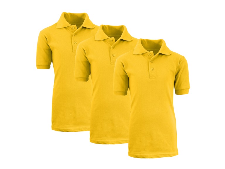 GBH WC-----(3-Pack Boy's Polos) ZBE / GD-GD-GD / 4 4 3PK Boys Short Sleeve School Polo Gold x3