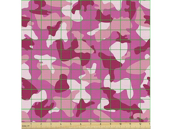 Ambesonne Camo Print Fabric by The Yard, Pink