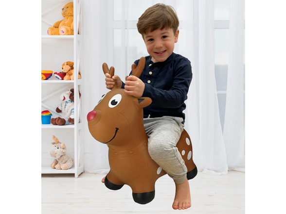 BounceZiez Inflatable Bouncy Ride-On Hopper - Reindeer