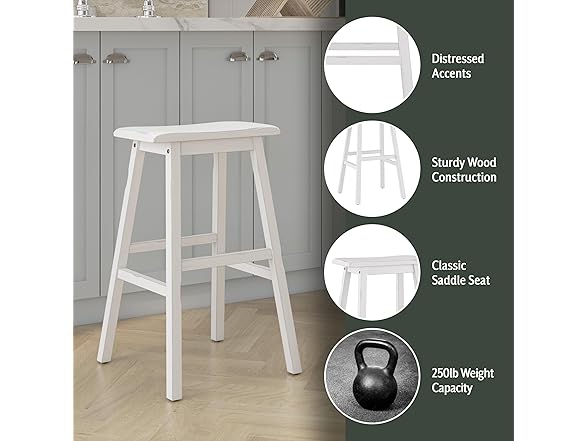 Hillsdale Moreno Wood Backless Bar Height Stool