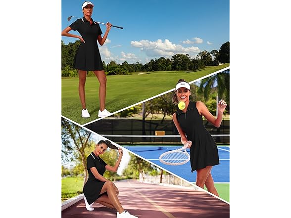 Fkeep Women Golf Dress Tennis Dresses (Black Dress