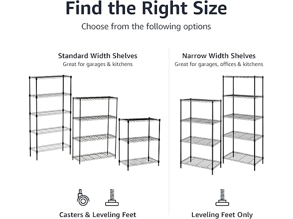 Amazon Basics 4-Shelf Adjustable Heavy Duty Steel Wi