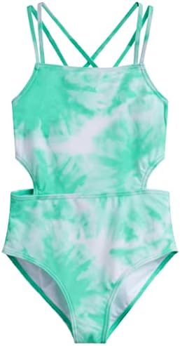 Kanu Surf Girls Sport Cut-Out One Piece Swimsuit, Beach Ice Green, 14