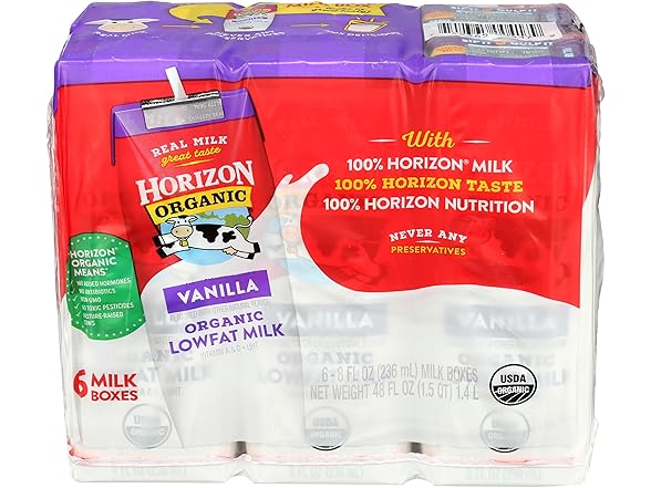 6PK Horizon Organic Shelf Stable 1% Lowfat Milk
