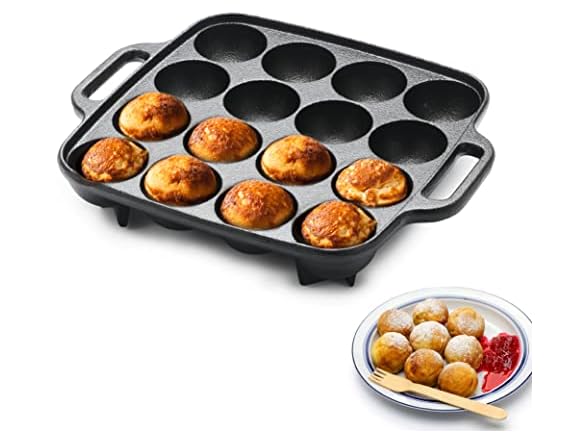 Commercial CHEF Cast Iron Cookware Aebleskiver Pan