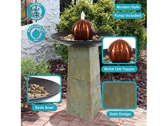 Sunnydaze Freestanding Slate Outdoor Water Fountain