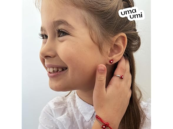 925 Sterling Silver Heart Red Earrings