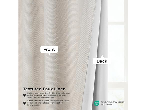 HPD Half Price Drapes - Faux Linen Curtains for Living Room (1 Panel)