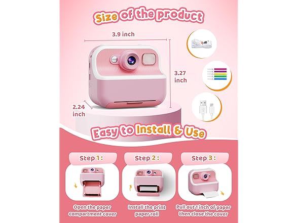 DUDUGRAGON Instant Camera, Pink