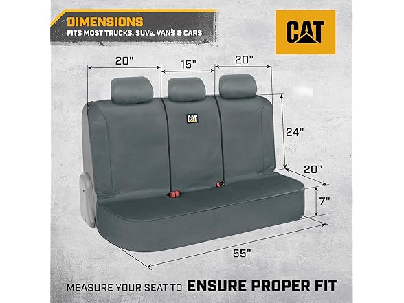 CAT Flexfit Gray Rear Seat Cover 60/40