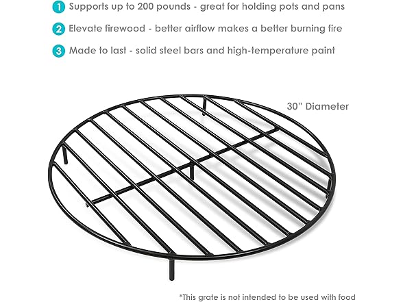 Sunnydaze Round Fire Pit Grate 30-Inch