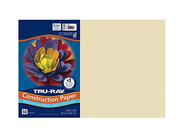 Tru-Ray Construction Paper, Ivory, 12" x 18", 50 Sheets