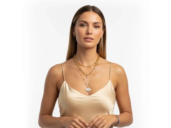 Layered CZ Protective Eye Necklace