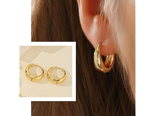Xinxinly 6 Pairs Gold Chunky Earrings