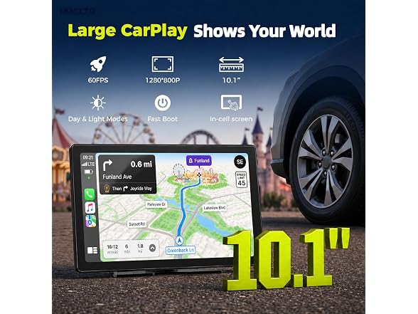 LAMTTO 10.1in Wireless CarPlay Screen