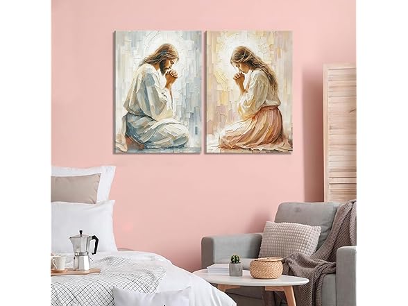 Generic 2Pcs Jesus Canvas Wall Art