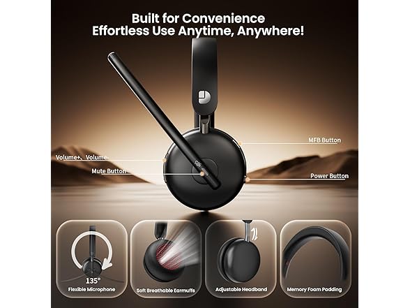 Bluetooth 5.3 Headset, Wireless Headset