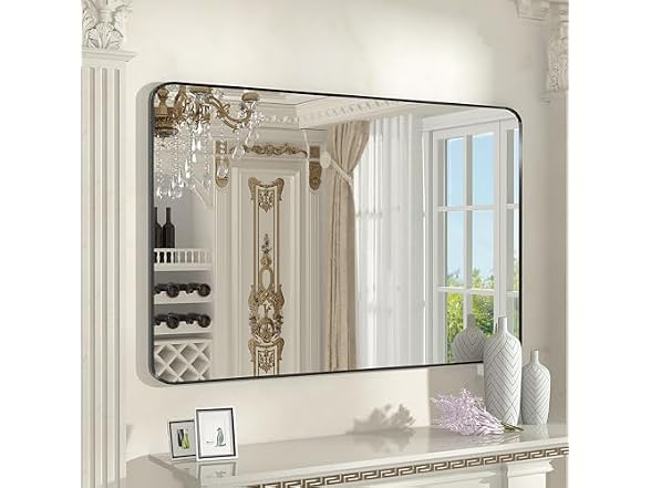SNUGACE Black Framed Bathroom Vanity Mirror