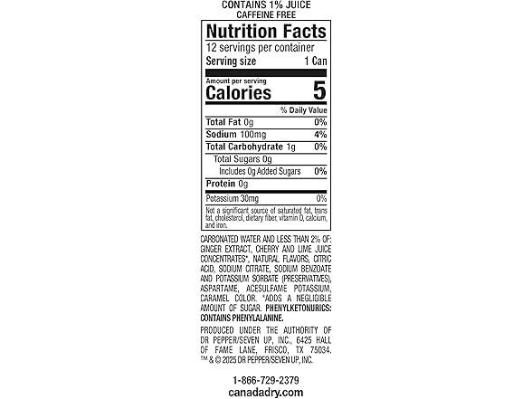12PK Canada Dry Zero Sugar Cherry Ginger Ale