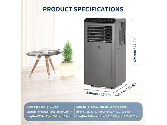 GarveeLife 8000 BTU Portable Air Conditioner