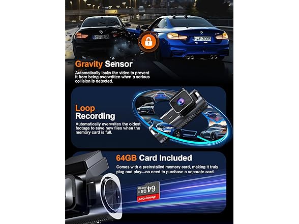 Nanoby 4K 3 Channel Dash Cam Front and Rear