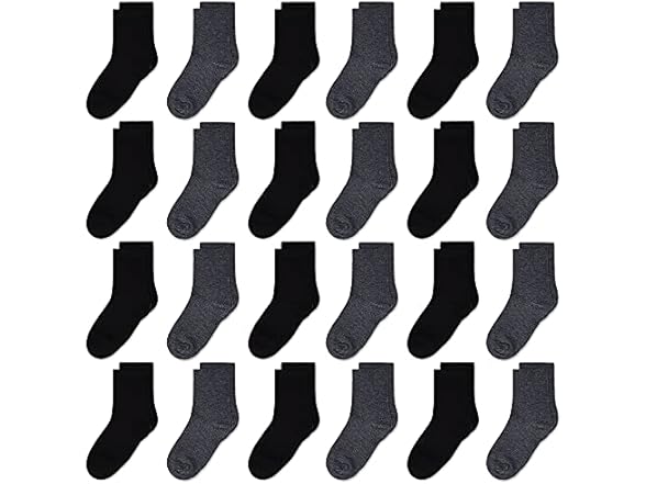 24 Pairs Kids Athletic Crew Socks