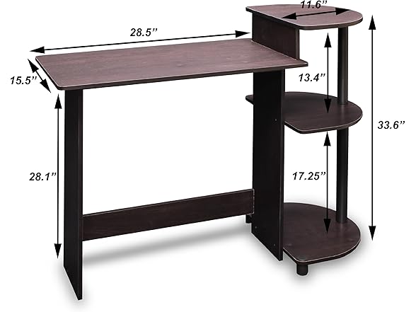 Furinno Compact Computer Desk with Shelves
