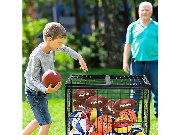 Rolling Sports Ball Storage Cart, Basketball