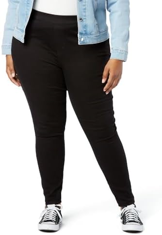 Levi Strauss Signature Gold Women's Totally Shaping Pull-on Skinny Jeans Mid-Rise Stretch Denim (Available in 2 Size), Noir, 4 Regular