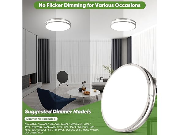 TOBUSA 16in 50W LED Flush Mount Ceiling Lights 5600lm, 2 Pack