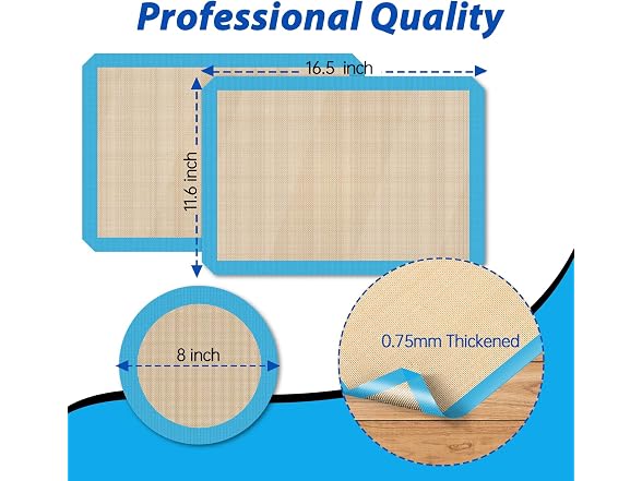UBeesize 3 Pack Silicone Baking Mats,