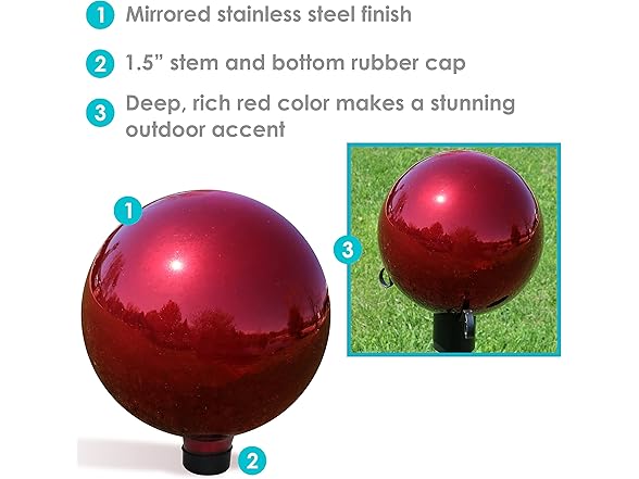Sunnydaze 10" Garden Gazing Ball - Red