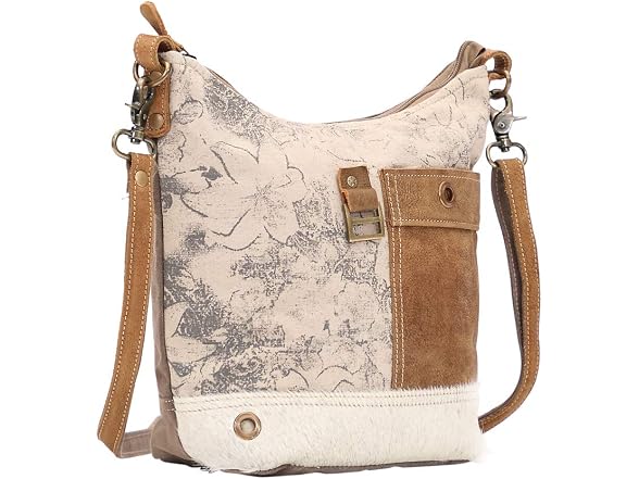Myra Bag Buttercup Upcycled Canvas & Cowhide Shoulder Bag S