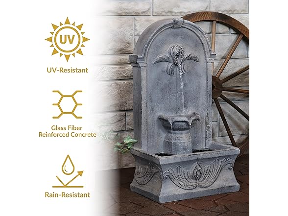 Sunnydaze 28-Inch Outdoor French-Inspired Flat Back Water Fountain