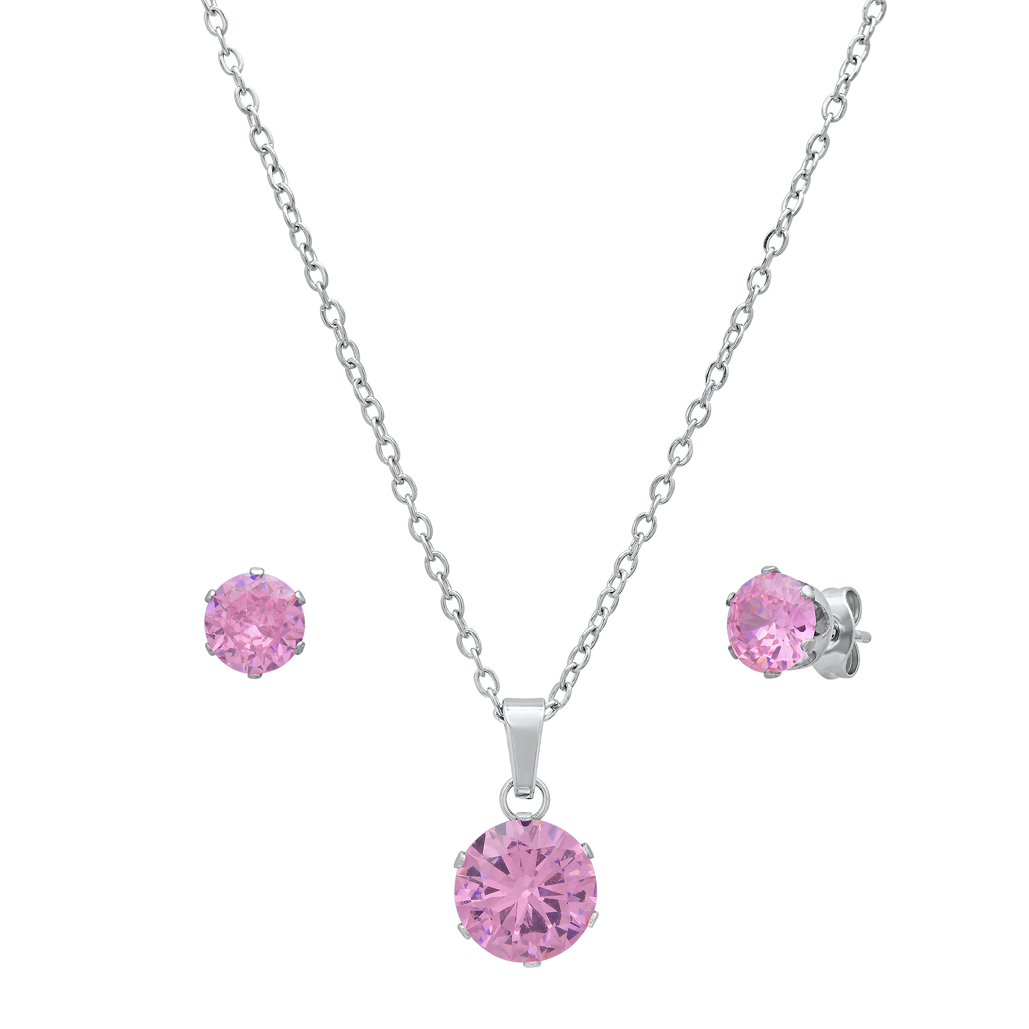 Pink Stone Necklace & Earring Set - Gallery 4