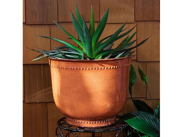 Sunnydaze Michael 14.5" Metal Outdoor Plant Pot Set