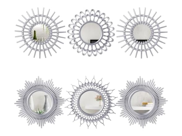 6 Pc Sun Mirrors for Wall Décor