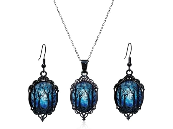 Gothic Cameo Earring Necklace Set