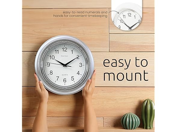 Kiera Grace Aster Round Wall Clock, 10" x 10"