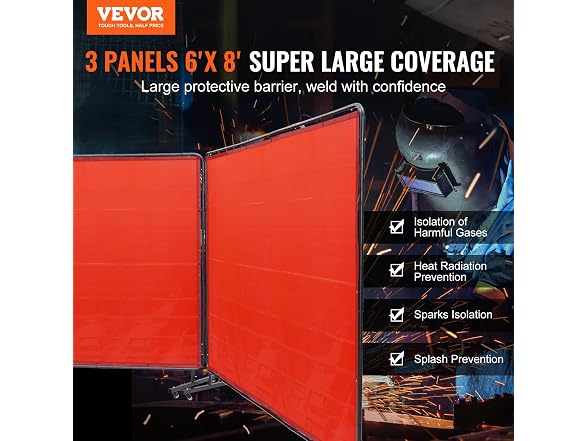 Welding Screen with Frame, 6' x 8' 3 Panel