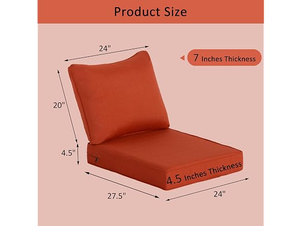 COZYVIDA Deep Seat Cushion Set